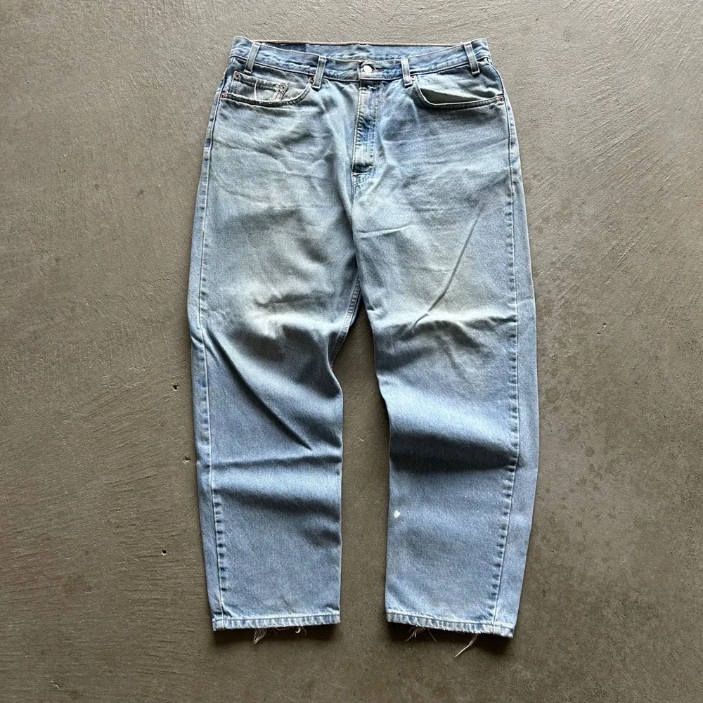 Vintage 90s Levis 550 Jeans Size 38x30 Blue Faded Light Wash Denim Relaxed Fit